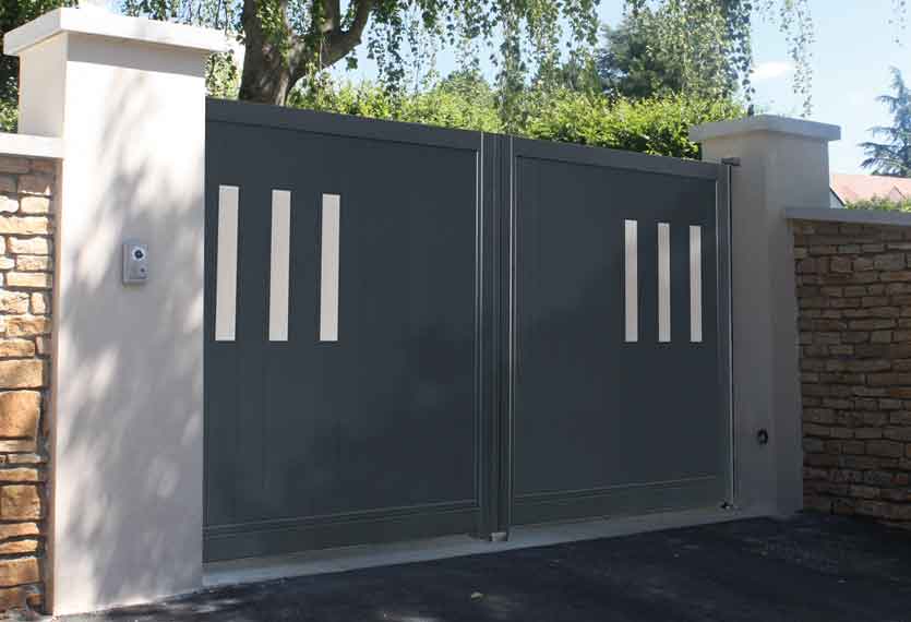 Grey Aluminium swing automatic gate