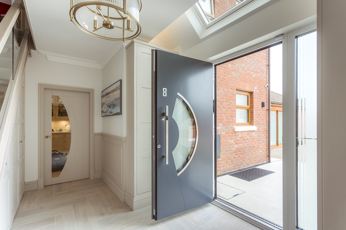 Modern Aluminium Front Door in Grey