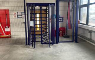 TURNSTILES & PEDESTRIAN GATES 4 Blue Turnstile with Mesh Pedestrian Gate