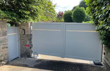 LED Gates - Elysium 1 White with matching pedestrian Gate